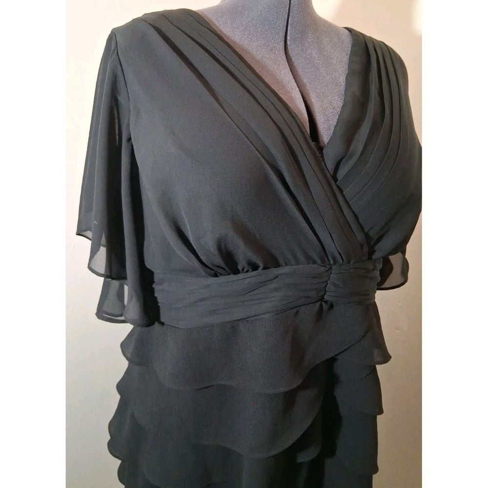 Maggie Barnes Whimsigoth Black Chiffon Tiered Ruffle Cocktail Dress Plus 18W - Picture 2 of 8